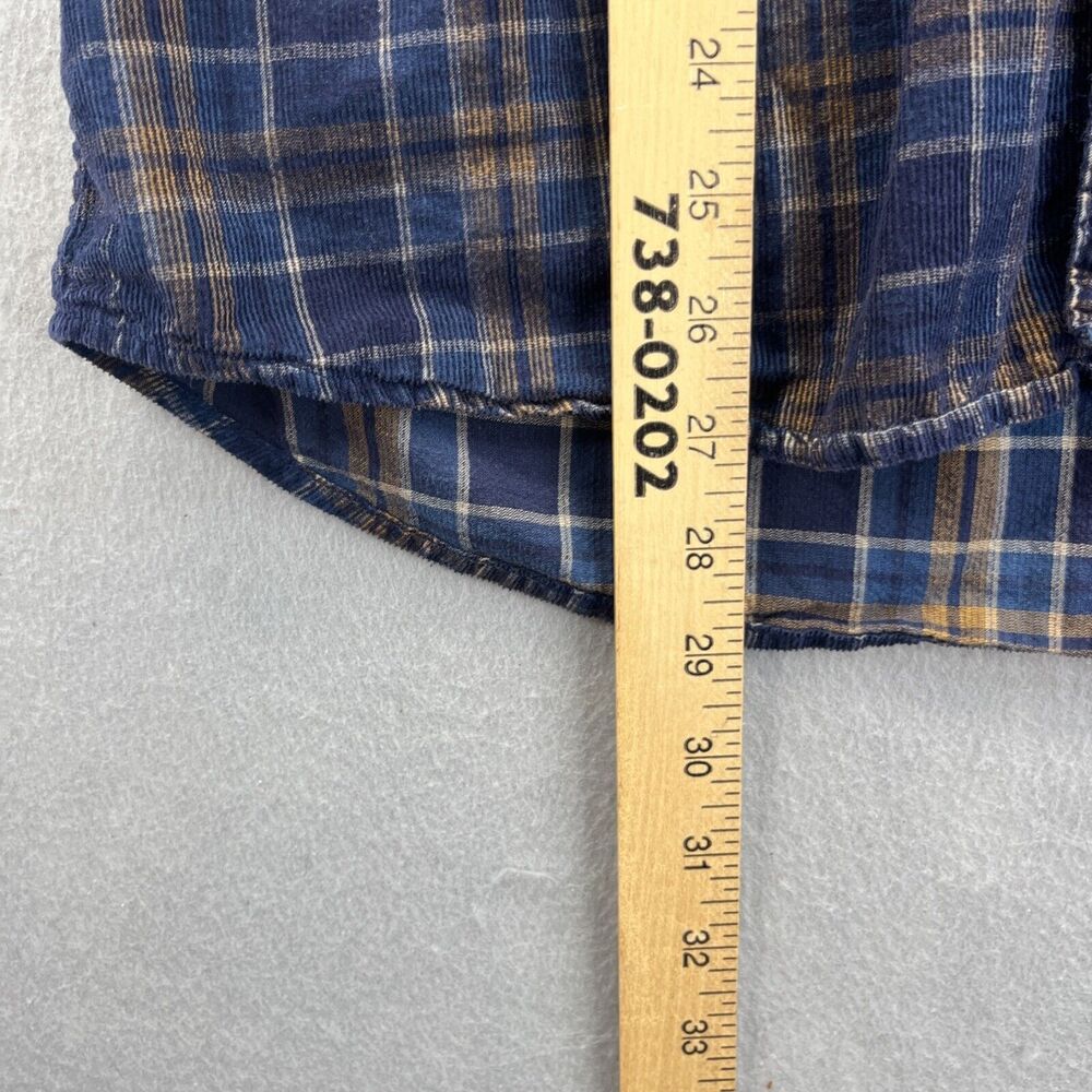 Sonoma Mens Size L Dark Navy Blue Tan Button Down Long Sleeve Corduroy Shirt - Picture 5 of 7